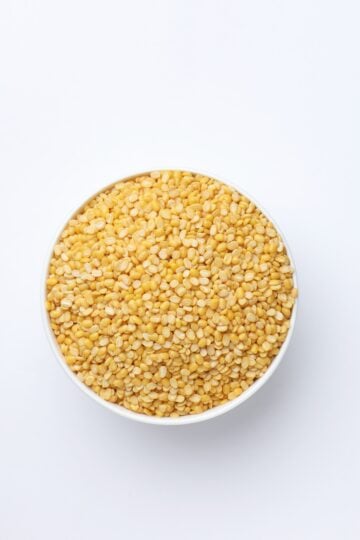 Moong dal (split yellow lentils), light, protein-rich Indian lentils known for their mild flavor and easy digestibility.
