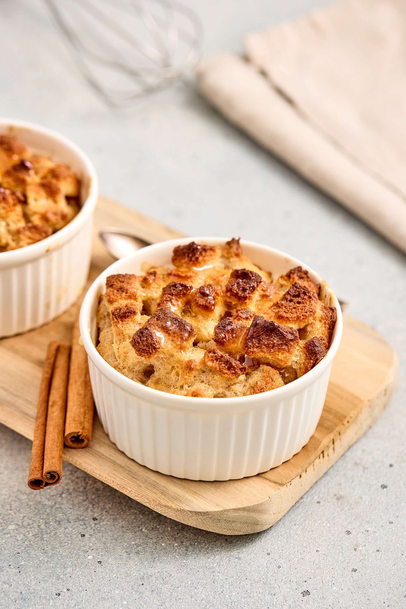Coconut chai bread pudding ready to serve.