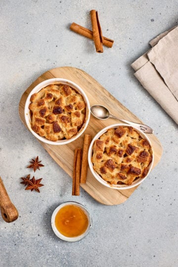 Coconut chai bread pudding fresh from the oven