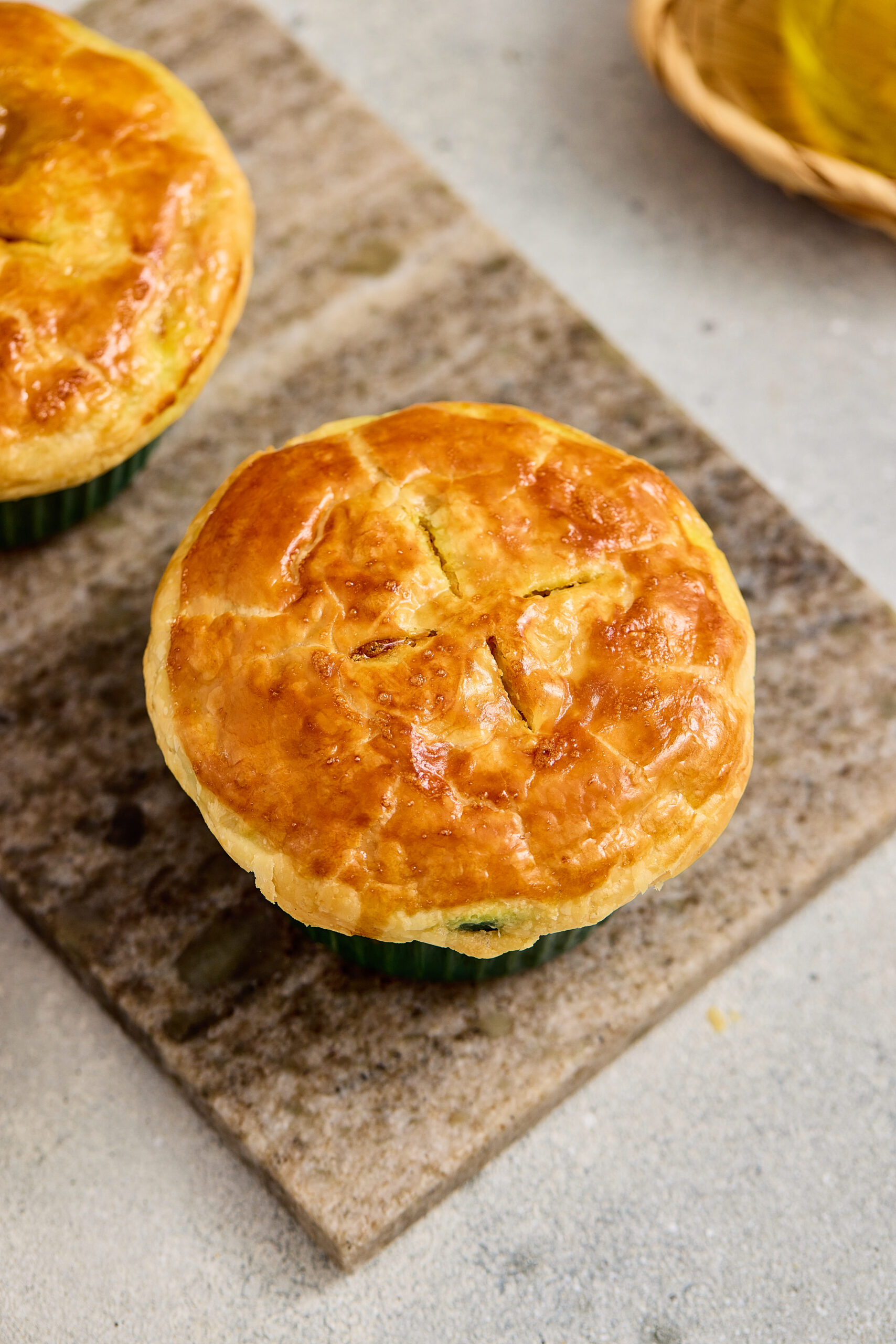 Close-up of Curry pot pie