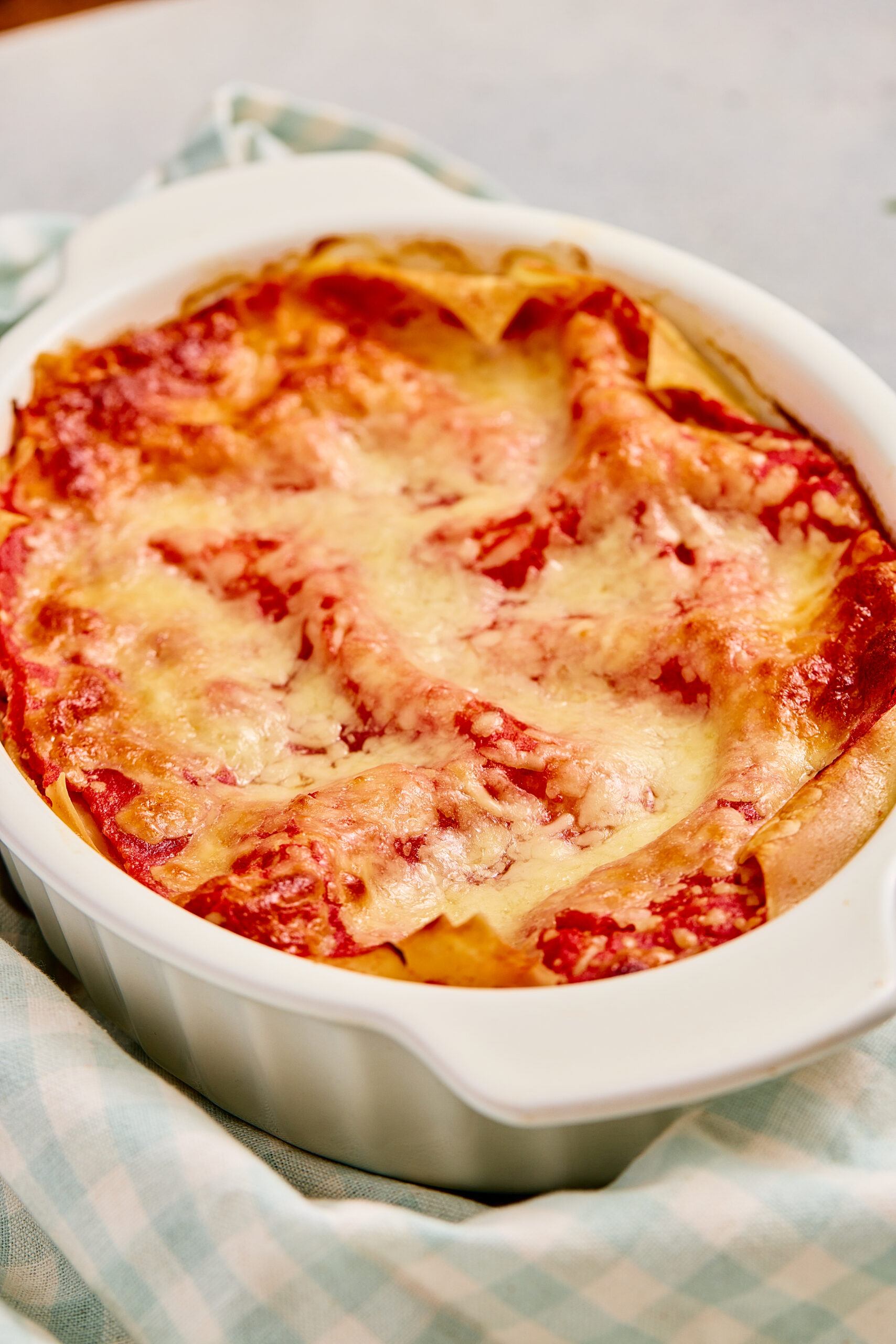 Palak paneer lasagna with golden baked layers and creamy texture