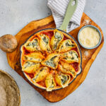 Paneer and spinach stuffed pasta shells served fresh from the oven