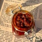 Ginger pickle in glass jar.