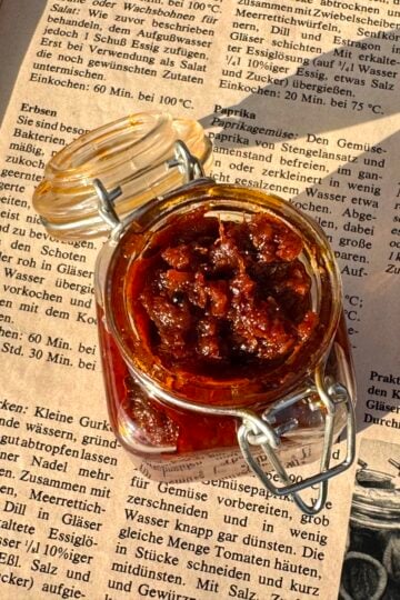 Ginger pickle in glass jar.