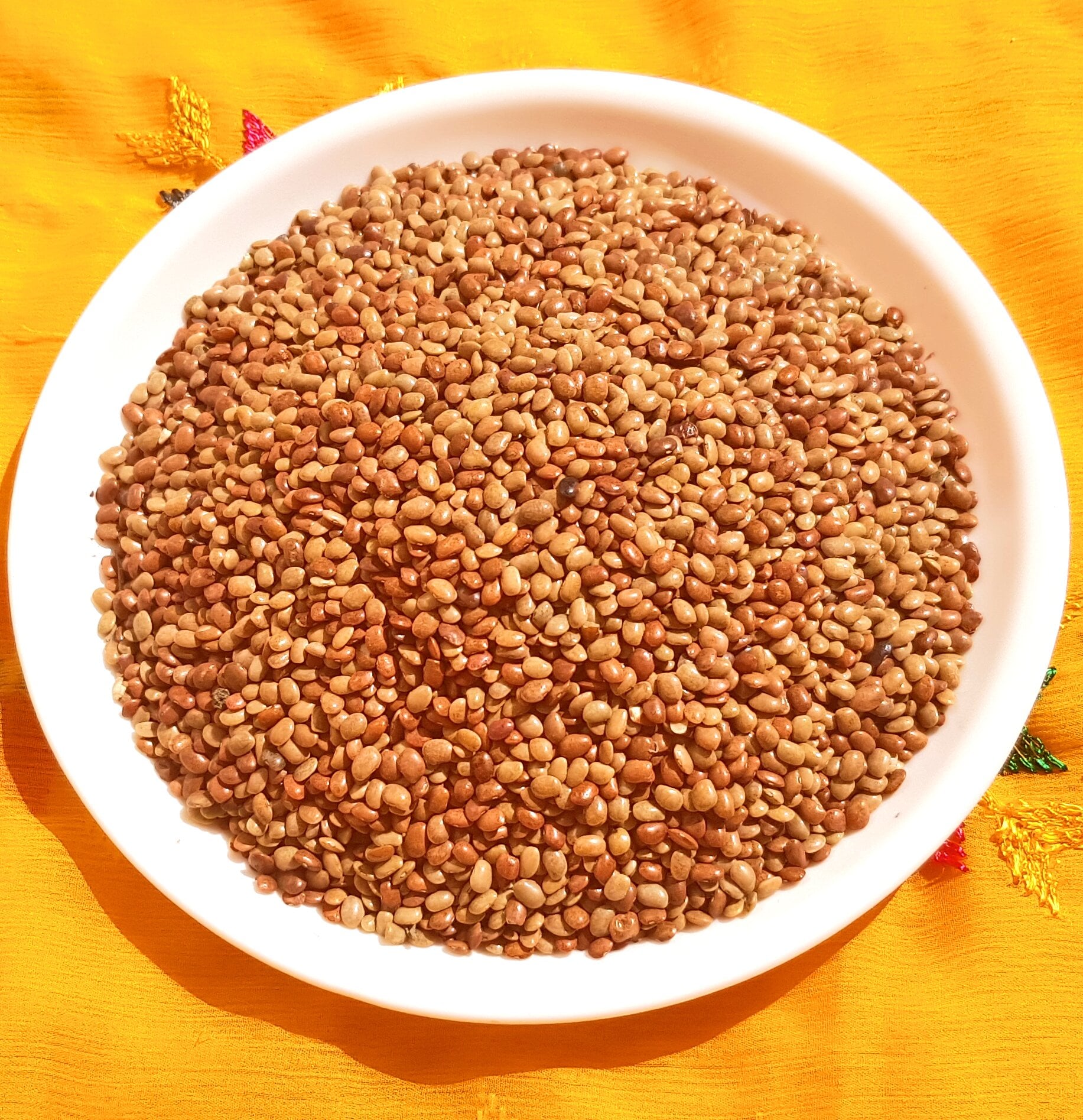 Kulthi dal (horse gram) in a bowl with whole brown lentils.